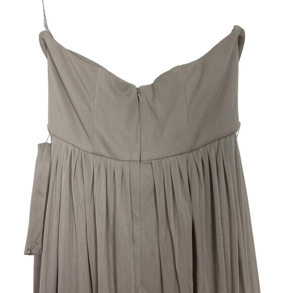 David's Bridal One Shoulder Strap Beige Maxi Dress Size 4 - Picture 10 of 16